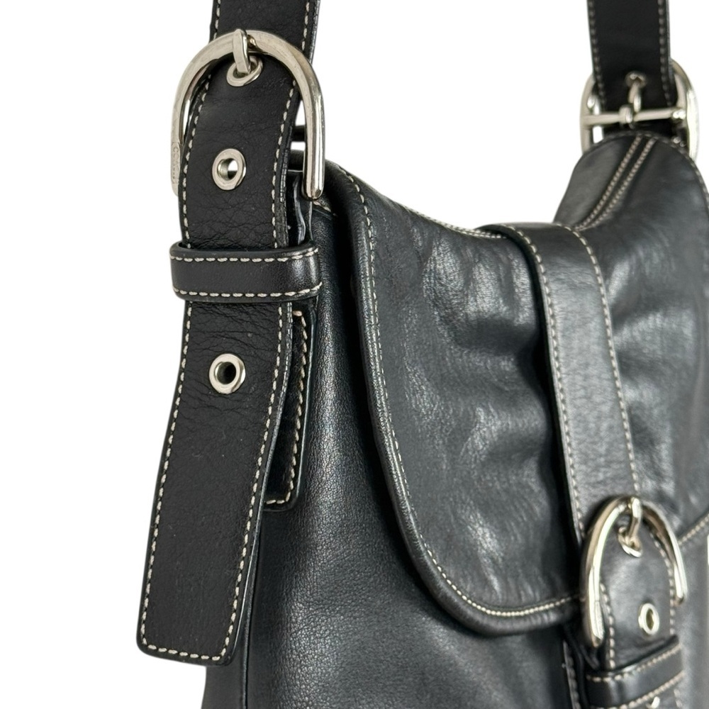 Vintage Coach Y2K 2004 Soho Black Leather Buckle Flap Shoulder Bag – Style 9480 - Picture 4 of 16